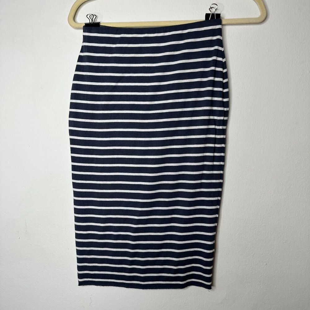 Bailey 44 Gray & White Stripe Bianca Knit Jersey High Waist Below Knee Skirt XS